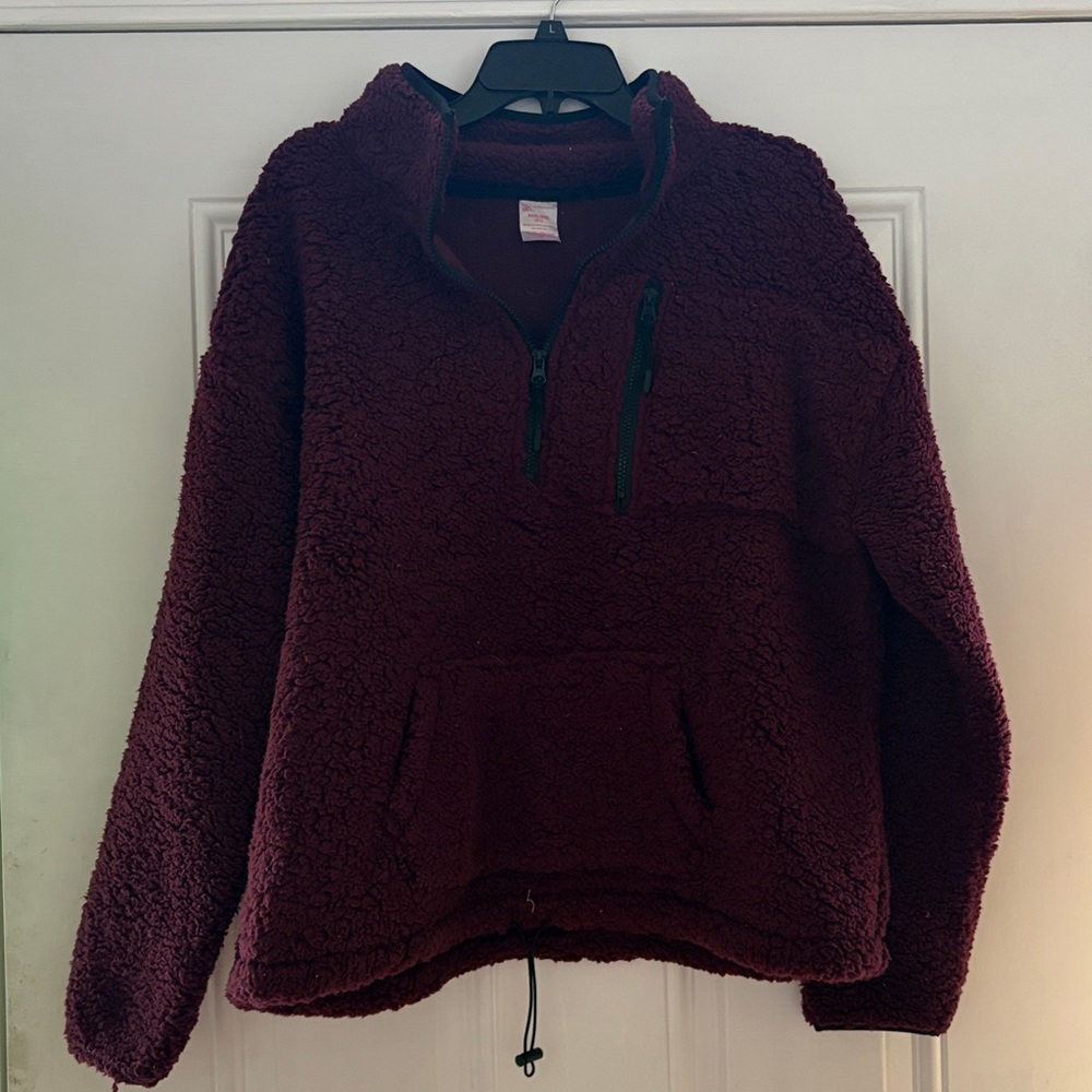 Plush Burgundy Sherpa Pullover